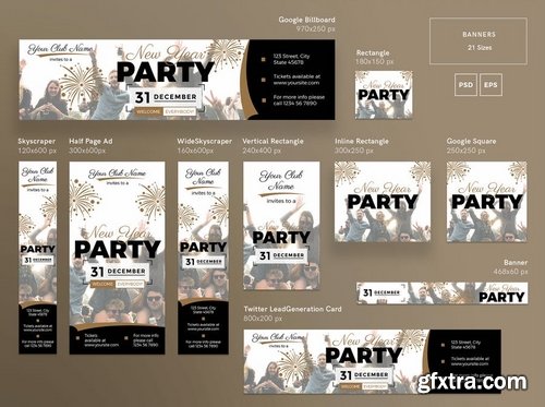 NewYear Party Social Media Banner Flyer and Poster Pack Template 2