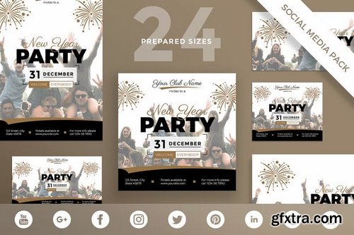 NewYear Party Social Media Banner Flyer and Poster Pack Template 2