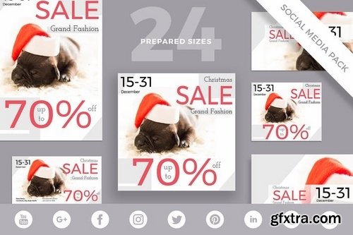 Christmas Sale Banner Social Media Pack Template