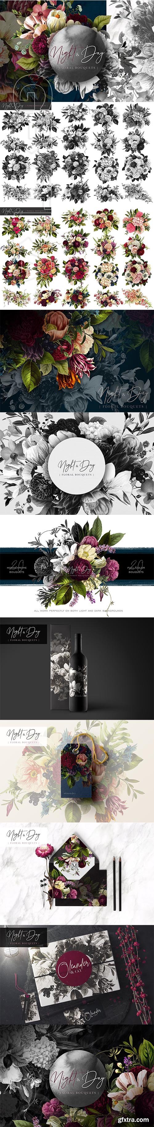 CreativeMarket - Night and Day Floral Bouquets 2837012