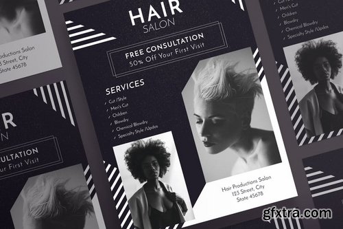 Hair Salon Social Media Pack Flyer and Poster Banner Pack Templates