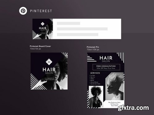 Hair Salon Social Media Pack Flyer and Poster Banner Pack Templates