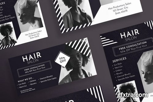 Hair Salon Social Media Pack Flyer and Poster Banner Pack Templates