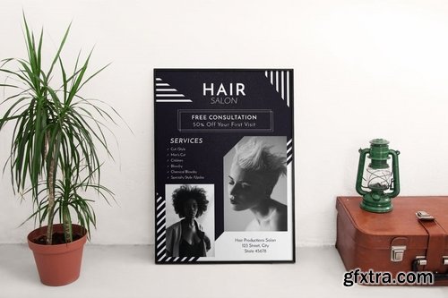 Hair Salon Social Media Pack Flyer and Poster Banner Pack Templates