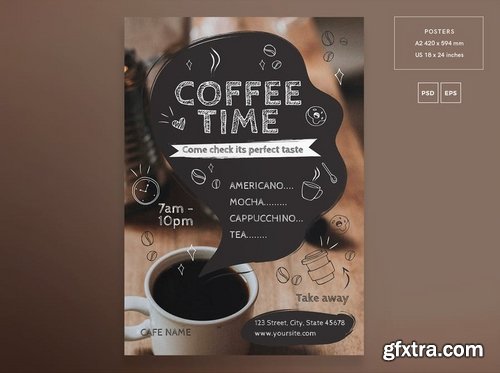 Coffee Cafe Social Media Pack Flyer and Poster Banner Pack Template