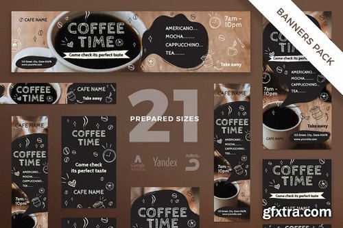 Coffee Cafe Social Media Pack Flyer and Poster Banner Pack Template