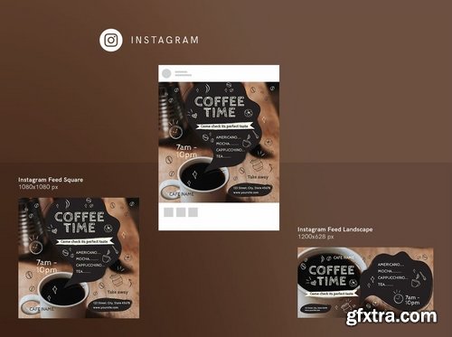 Coffee Cafe Social Media Pack Flyer and Poster Banner Pack Template