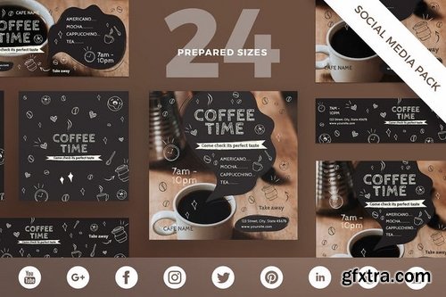 Coffee Cafe Social Media Pack Flyer and Poster Banner Pack Template