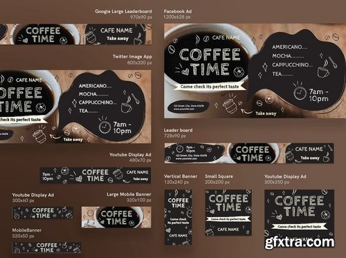 Coffee Cafe Social Media Pack Flyer and Poster Banner Pack Template