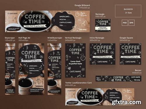 Coffee Cafe Social Media Pack Flyer and Poster Banner Pack Template