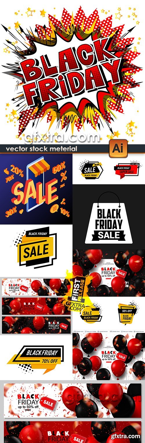 Black Friday and sale shopping template card concept