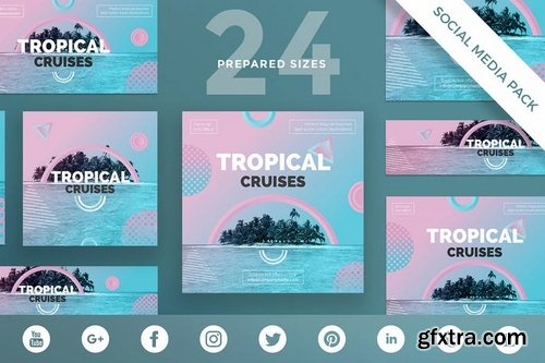 Travel Agency Social Media Pack Flyer and Poster Banner Pack Template