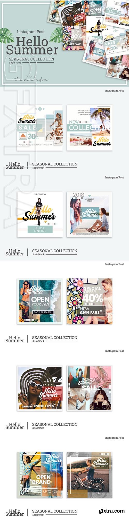 CreativeMarket - HELLO SUMMER instagram post 2852598