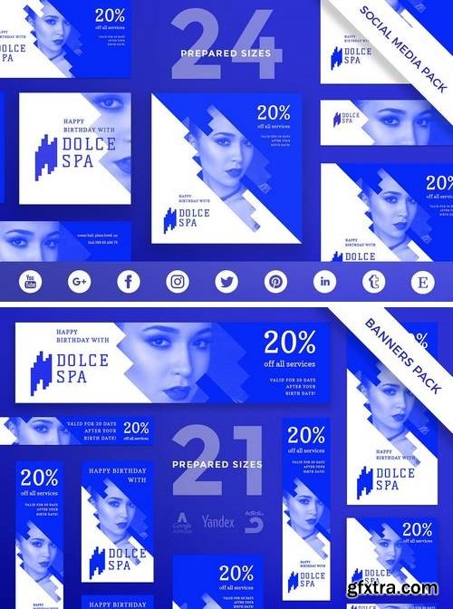 Spa Salon Banner, Social Media Pack Template