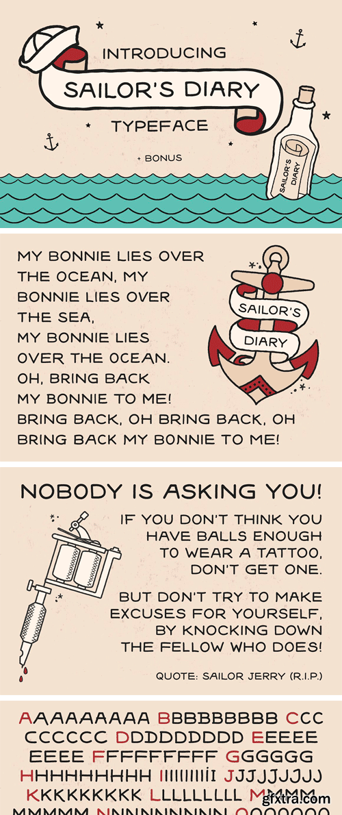 Fontbundles - Sailors Diary Tattoo Style Font 123558