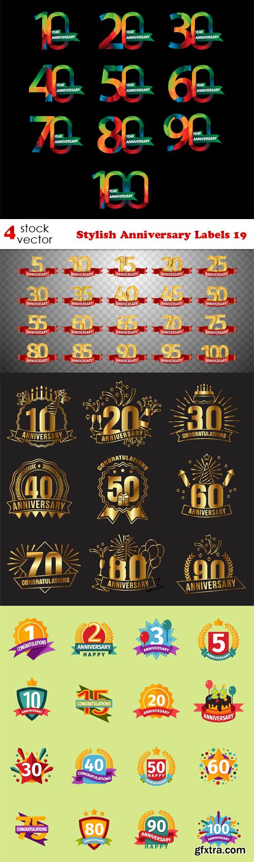 Vectors - Stylish Anniversary Labels 19