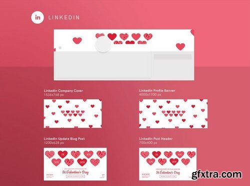 Valentine\'s Day Social Media Banner Pack Flyer and Poster Templates