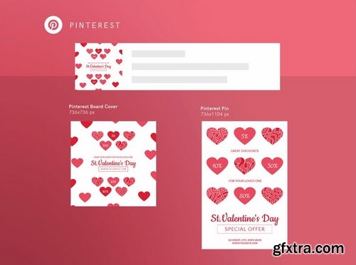 Valentine\'s Day Social Media Banner Pack Flyer and Poster Templates