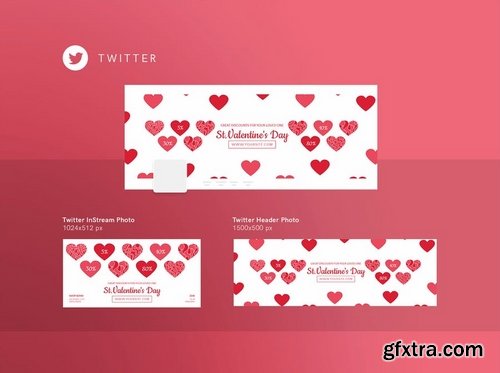 Valentine\'s Day Social Media Banner Pack Flyer and Poster Templates