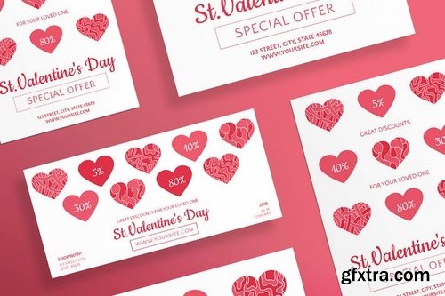 Valentine\'s Day Social Media Banner Pack Flyer and Poster Templates