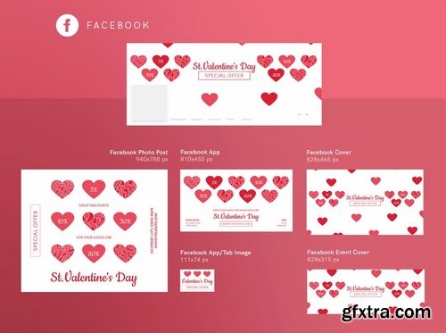 Valentine\'s Day Social Media Banner Pack Flyer and Poster Templates