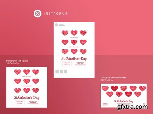 Valentine\'s Day Social Media Banner Pack Flyer and Poster Templates