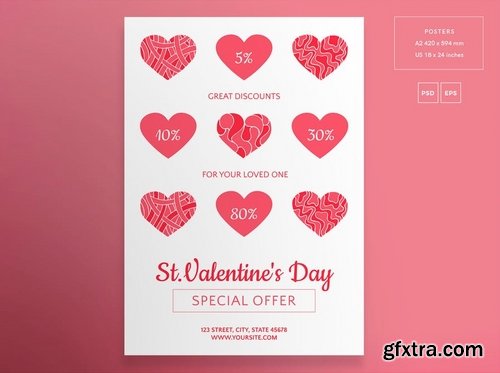 Valentine\'s Day Social Media Banner Pack Flyer and Poster Templates