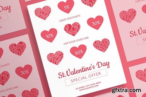 Valentine\'s Day Social Media Banner Pack Flyer and Poster Templates