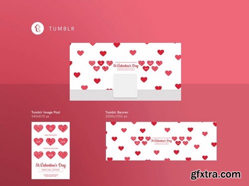 Valentine\'s Day Social Media Banner Pack Flyer and Poster Templates