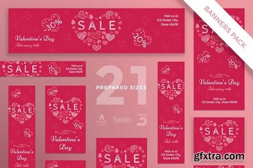 Valentine\'s Day Social Media Pack Flyer and Poster Banner Pack Templates