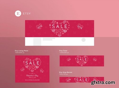 Valentine\'s Day Social Media Pack Flyer and Poster Banner Pack Templates