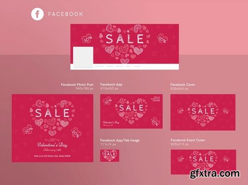 Valentine\'s Day Social Media Pack Flyer and Poster Banner Pack Templates