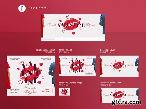 Valentine\'s Day Social Media Pack Flyer and Poster Banner Pack Templates 2