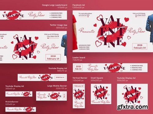 Valentine\'s Day Social Media Pack Flyer and Poster Banner Pack Templates 2