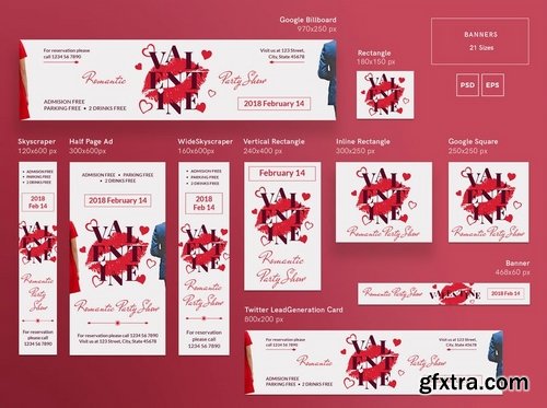 Valentine\'s Day Social Media Pack Flyer and Poster Banner Pack Templates 2