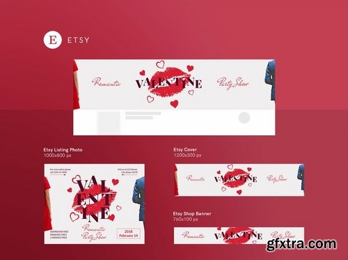 Valentine\'s Day Social Media Pack Flyer and Poster Banner Pack Templates 2