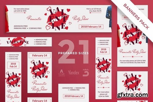 Valentine\'s Day Social Media Pack Flyer and Poster Banner Pack Templates 2