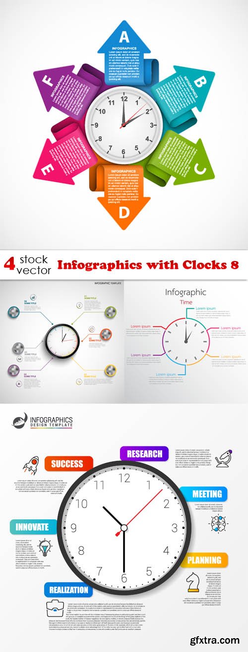 Vectors - Infographics with Clocks 8