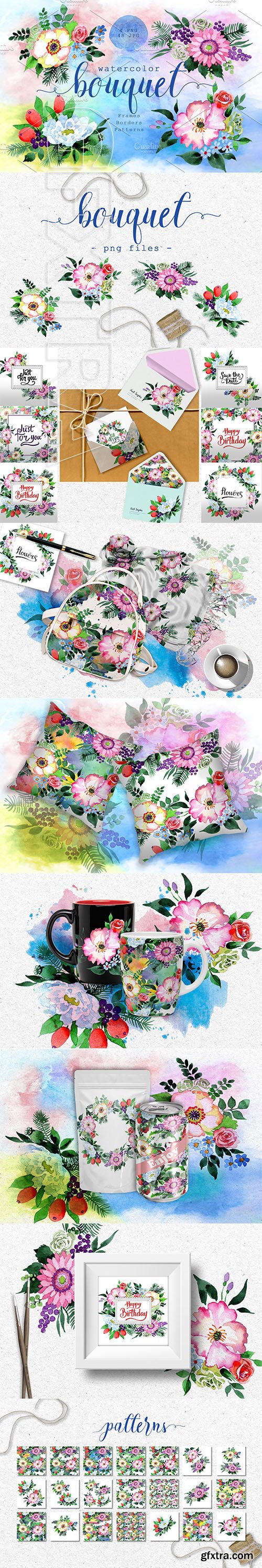 CreativeMarket - Four wonderful bouquet flowers PNG 2891479