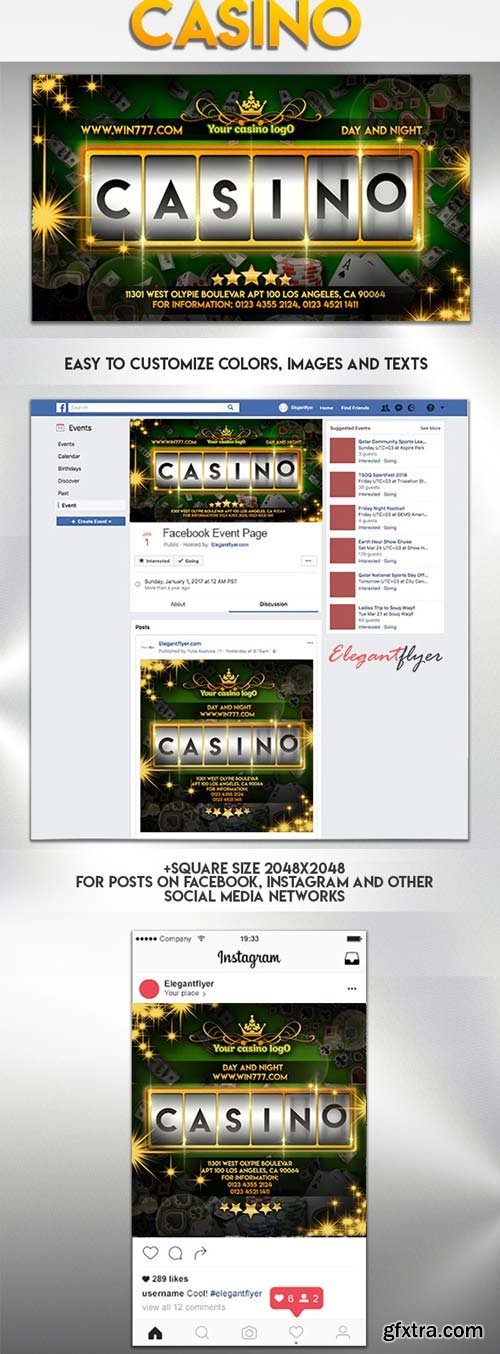 Casino V2 2018 Facebook Event + Instagram template