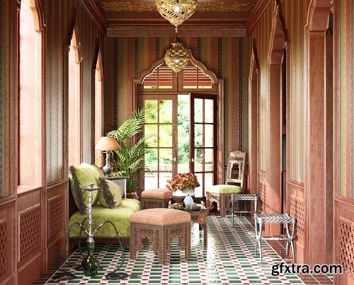 Oriental Style Interior Scene 05