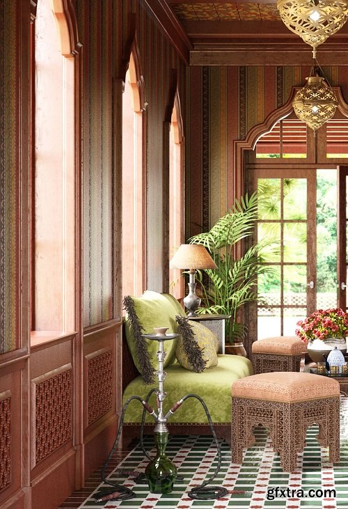 Oriental Style Interior Scene 05