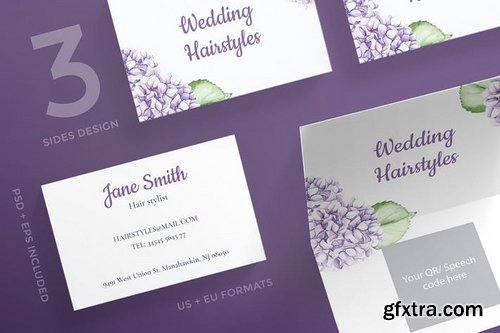 Wedding Hairstyle Business Card Flyer and Poster Banner Social Media Pack Templates