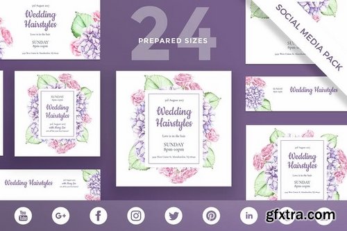 Wedding Hairstyle Business Card Flyer and Poster Banner Social Media Pack Templates