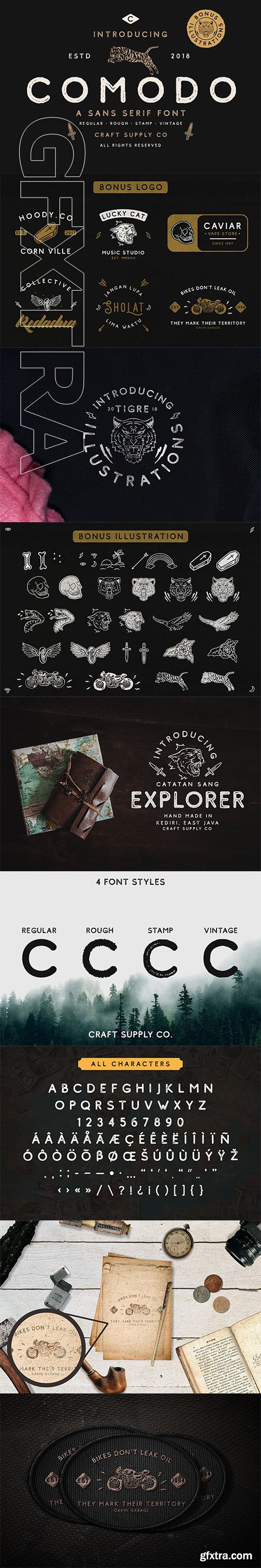 CreativeMarket - Comodo Font Family + Illustrations 2905620