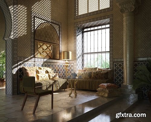 Oriental Style Interior Scene 06