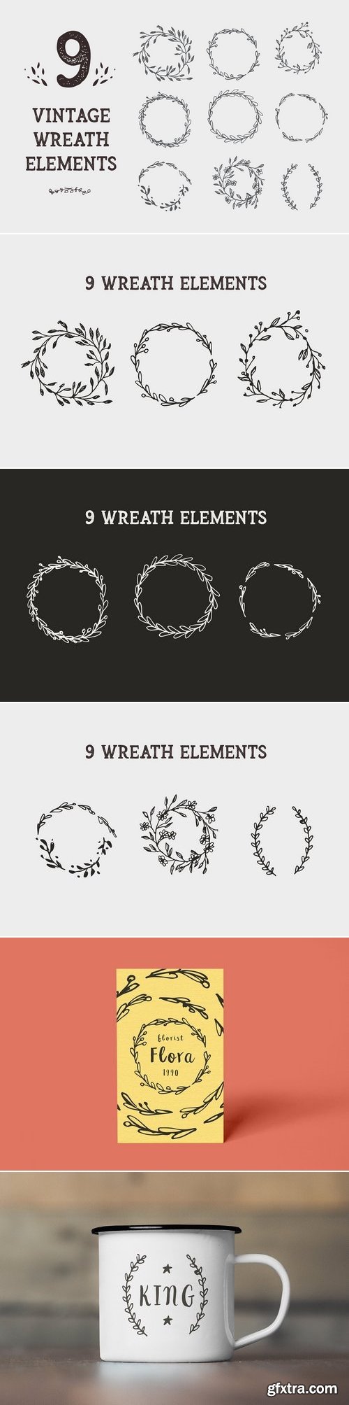 CM - 9 Vintage Wreath Graphic Design Elem 2910107