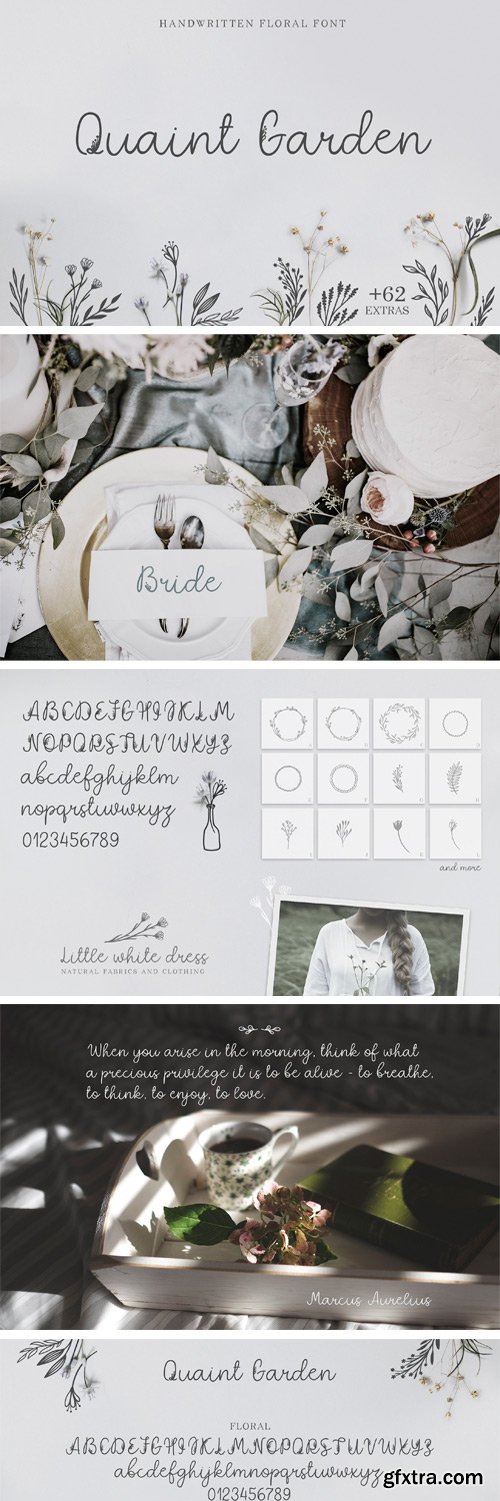 CM - Quaint Garden Floral Font + EXTRAS 2788532