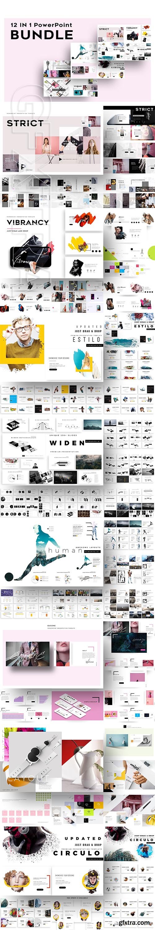 CreativeMarket - 12-IN-1 Creative PowerPoint Bundle 2933014