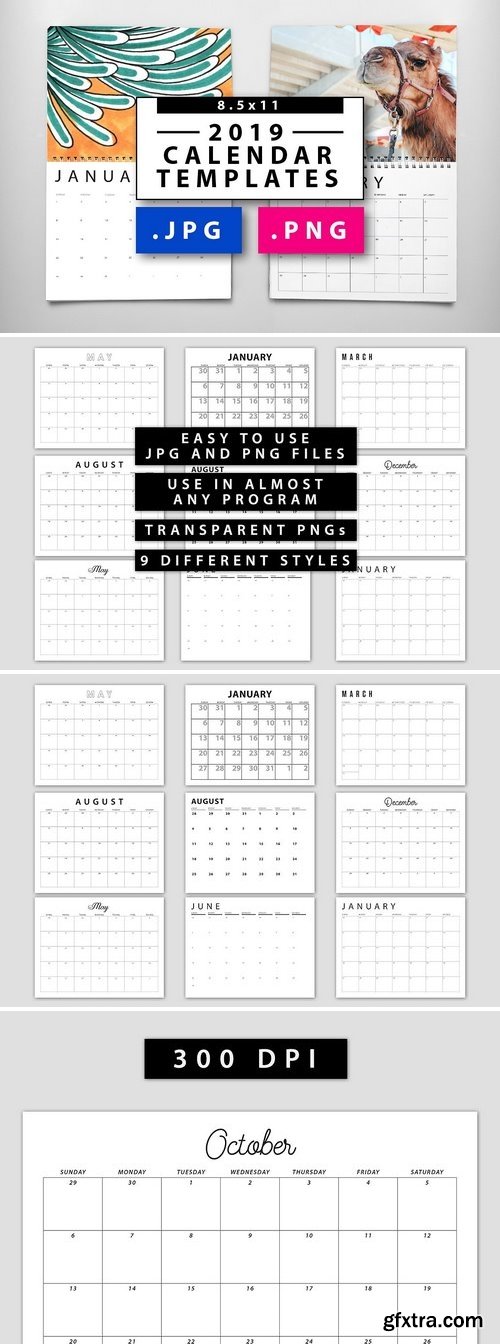 CM - 2019 JPG/PNG Calendar Templates 2946229